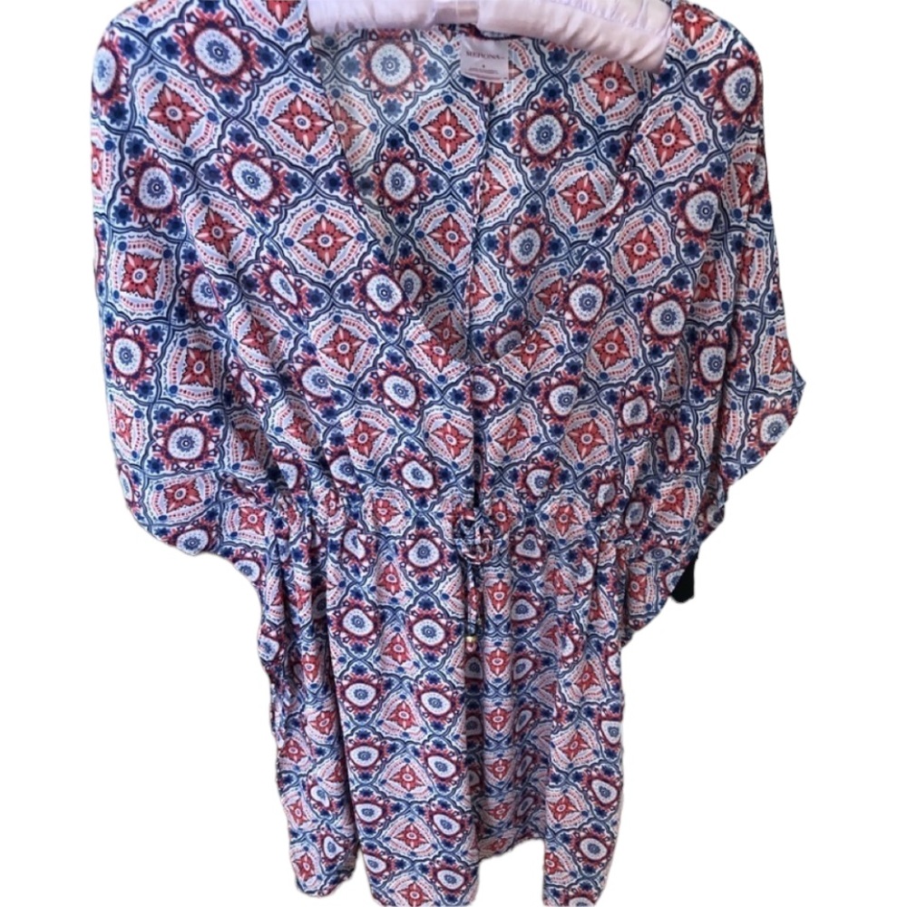 Merona size small blue & white floral print swim coverup or top
